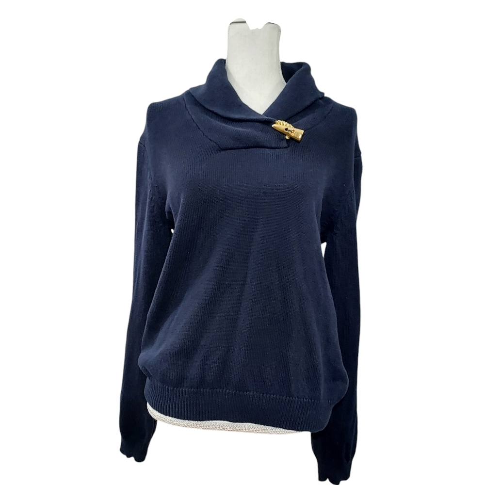 Lauren Ralph Lauren navy shawl collar cotton sweater XL